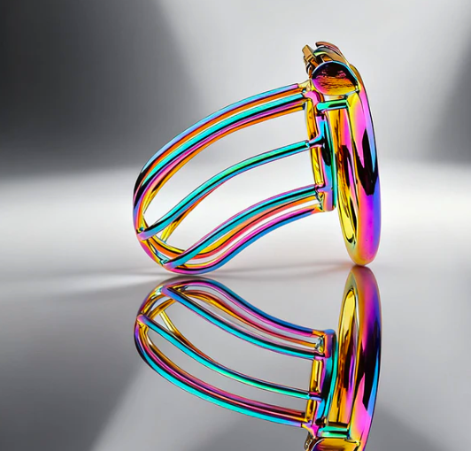 Khóa Dương Vật Kim Loại Mạ Ánh Đa Sắc BDSM Cao Cấp Chính Hãng